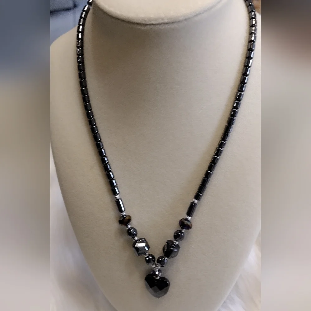 Hematite Heart Necklace/Pendant